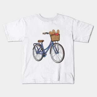 Women's bike with Basket & Bread Kids T-Shirt